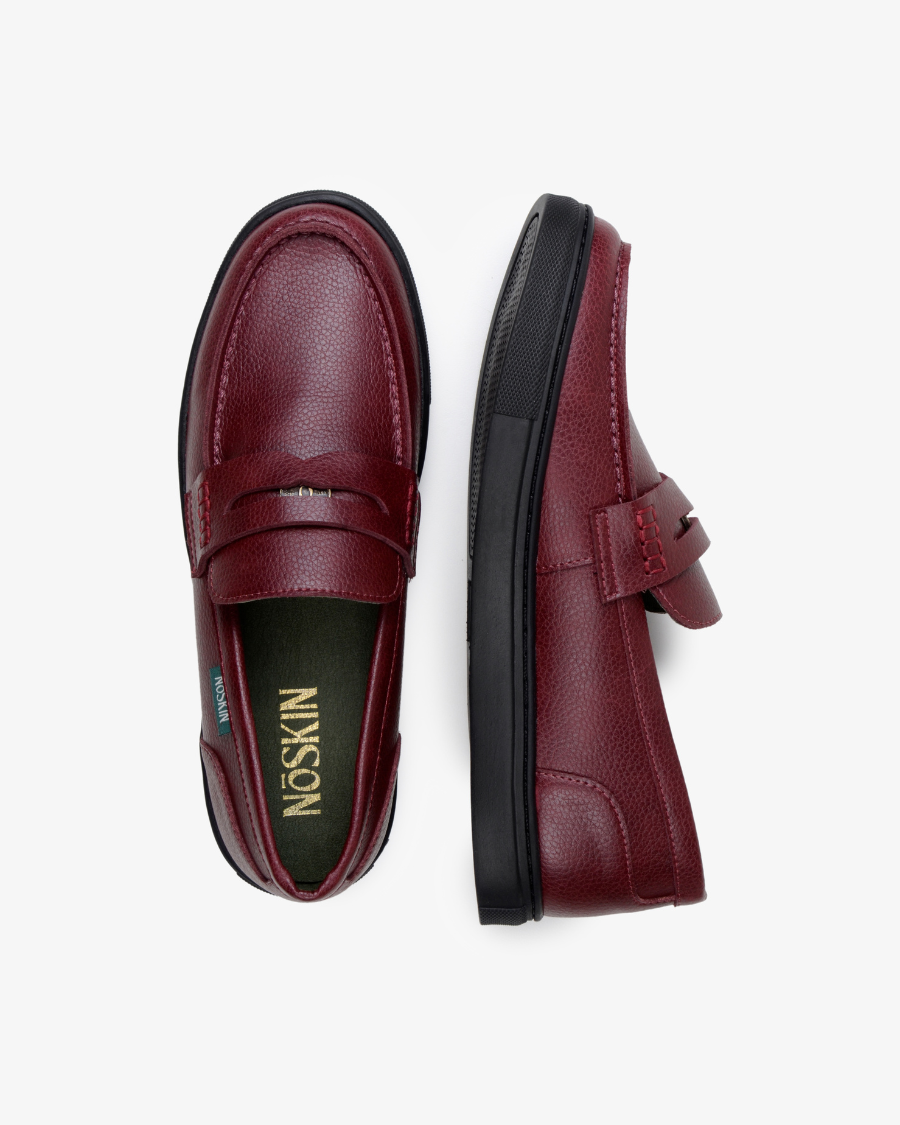 The Noskin Cash Vegan Penny Loafer - Burgundy